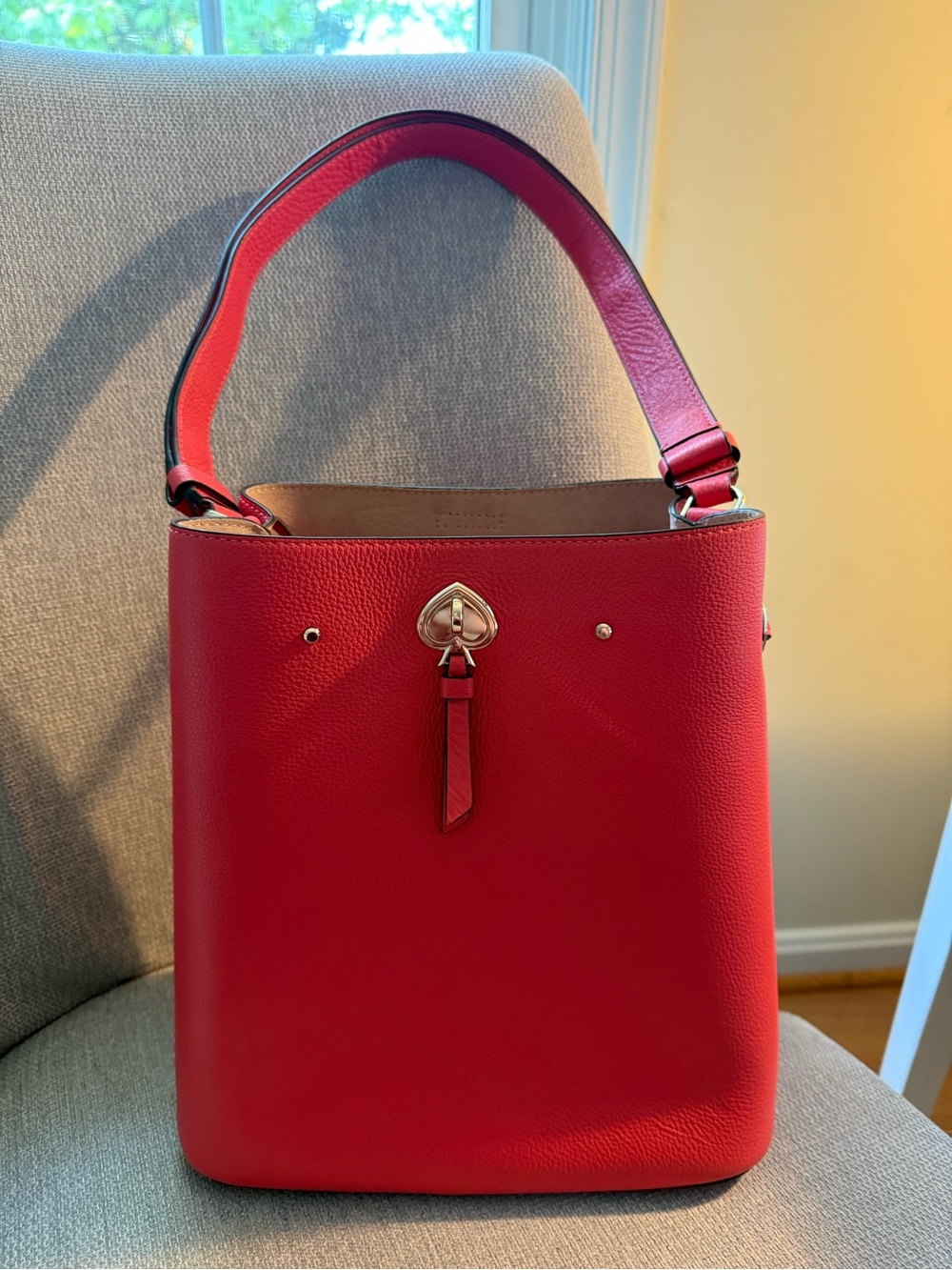 Pink Kate Spade Leather Bucket Shoulder Bag - Women's Handbag